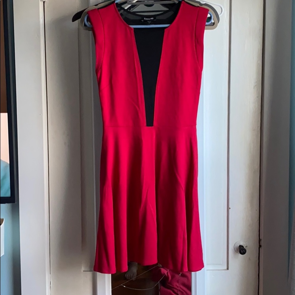 Red Bebe jersey and mesh party dress size S